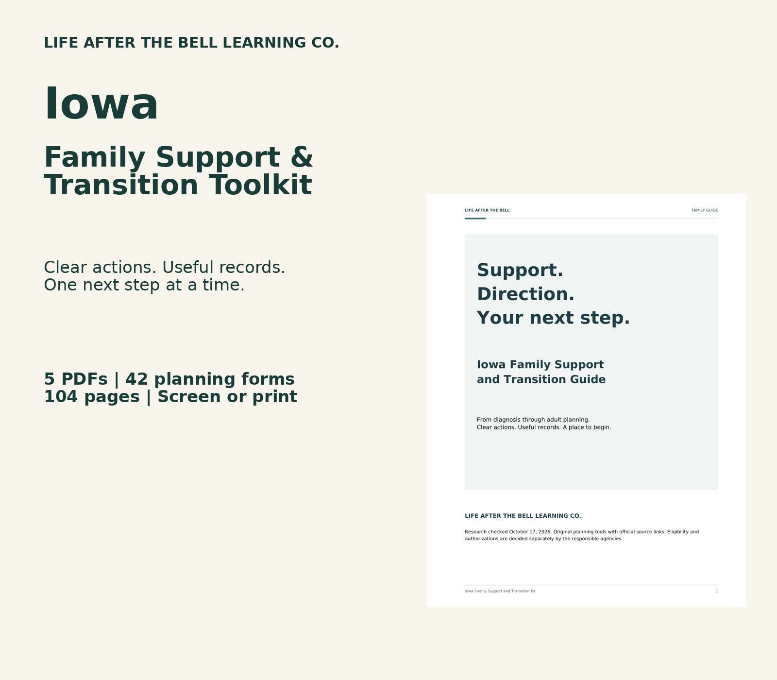 Iowa toolkit with actual guide cover