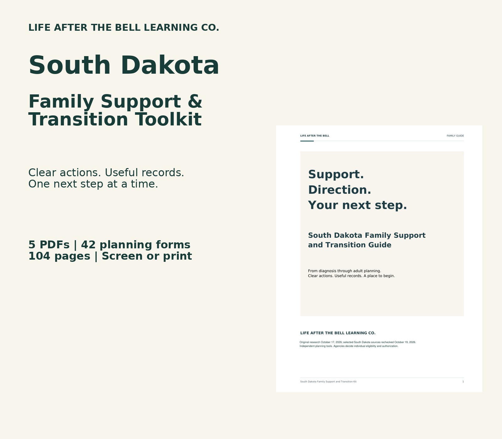 South Dakota toolkit with actual guide cover